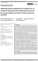 Cover page: Adapting parent engagement strategies for an evidence‐based parent‐mediated intervention for young children at risk for autism spectrum disorder