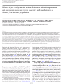 Cover page: Effects of pre- and postnatal maternal stress on infant temperament and autonomic nervous system reactivity and regulation in a diverse, low-income population