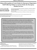 Cover page: Delayed Recognition of Acute Stroke by Emergency Department Staff Following Failure to Activate Stroke by Emergency Medical Services