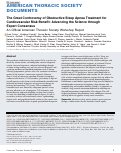 Cover page: The Great Controversy of Obstructive Sleep Apnea Treatment for Cardiovascular Risk Benefit: Advancing the Science Through Expert Consensus. An Official American Thoracic Society Workshop Report.