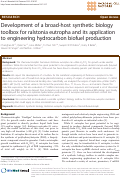 Cover page: Development of a broad-host synthetic biology toolbox for ralstonia eutropha and its application to engineering hydrocarbon biofuel production