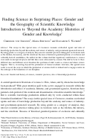 Cover page: Finding Science in Surprising Places: Gender and the Geography of Scientific Knowledge. Introduction to ‘Beyond the Academy: Histories of Gender and Knowledge’