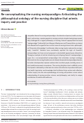 Cover page: Re‐conceptualizing the nursing metaparadigm: Articulating the philosophical ontology of the nursing discipline that orients inquiry and practice