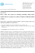 Cover page: Rates, routes, and reasons for attending community college before medical school: An analysis of a subset of Southern California medical students