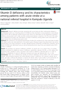 Cover page: Vitamin D deficiency and its characteristics among patients with acute stroke at a national referral hospital in Kampala Uganda.