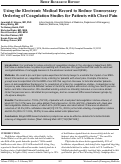 Cover page: Using the Electronic Medical Record to Reduce Unnecessary Ordering of Coagulation Studies for Patients with Chest Pain