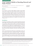 Cover page: Large Language Models in Neurology Research and Future Practice.