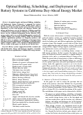 Cover page: Optimal Bidding, Scheduling, and Deployment of Battery Systems in California Day-Ahead Energy Market