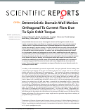 Cover page: Deterministic Domain Wall Motion Orthogonal To Current Flow Due To Spin Orbit Torque