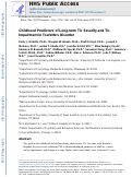 Cover page: Childhood Predictors of Long-Term Tic Severity and Tic Impairment in Tourettes Disorder.