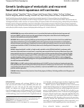 Cover page: Genetic landscape of metastatic and recurrent head and neck squamous cell carcinoma