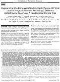 Cover page: Brief Report: Vaginal Viral Shedding With Undetectable Plasma HIV Viral Load in Pregnant Women Receiving 2 Different Antiretroviral Regimens: A Randomized Clinical Trial