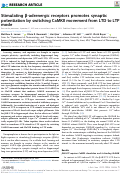 Cover page: Stimulating β-adrenergic receptors promotes synaptic potentiation by switching CaMKII movement from LTD to LTP mode