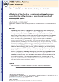 Cover page: Inhibitor(s) of the classical complement pathway in mouse serum limit the utility of mice as experimental models of neuromyelitis optica