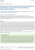 Cover page: Recurring Functional Interactions Predict Network Architecture of Interictal and Ictal States in Neocortical Epilepsy.
