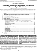 Cover page: Emotional Modulation of Learning and Memory: Pharmacological Implications.