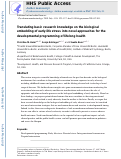 Cover page: Translating basic research knowledge on the biological embedding of early-life stress into novel approaches for the developmental programming of lifelong health