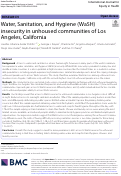 Cover page: Water, Sanitation, and Hygiene (WaSH) insecurity in unhoused communities of Los Angeles, California