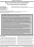 Cover page: Hunger and Food Insecurity among Patients Presenting to an Urban Emergency Department