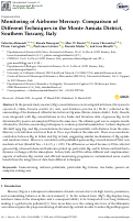 Cover page: Monitoring of Airborne Mercury: Comparison of Different Techniques in the Monte Amiata District, Southern Tuscany, Italy