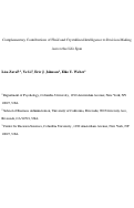 Cover page: Chapter 8 Complementary Contributions of Fluid and Crystallized Intelligence to Decision Making Across the Life Span