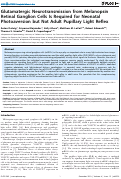 Cover page: Glutamatergic Neurotransmission from Melanopsin Retinal Ganglion Cells Is Required for Neonatal Photoaversion but Not Adult Pupillary Light Reflex