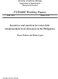 Cover page: Incentives and nutrition for rotten kids: intrahousehold food allocation in the Philippines