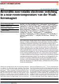 Cover page: Reversible non-volatile electronic switching in a near-room-temperature van der Waals ferromagnet