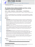 Cover page: The Interplay between Maternal Nutrition and Stress during Pregnancy: Issues and Considerations.