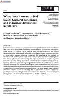 Cover page: What does it mean to feel loved: Cultural consensus and individual differences in felt love