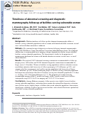 Cover page: Timeliness of Abnormal Screening and Diagnostic Mammography Follow-up at Facilities Serving Vulnerable Women