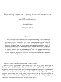 Cover page: Explaining Migration Timing: Political Information and Opportunities