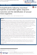 Cover page: Endophthalmitis following intravitreal injection of anti-VEGF agents: long-term outcomes and the identification of unusual micro-organisms