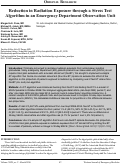 Cover page: Reduction in Radiation Exposure through a Stress Test Algorithm in an Emergency Department Observation Unit