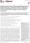 Cover page: Genetic Predictive Factors for Nonsusceptible Phenotypes and Multidrug Resistance in Expanded-Spectrum Cephalosporin-Resistant Uropathogenic Escherichia coli from a Multicenter Cohort: Insights into the Phenotypic and Genetic Basis of Coresistance.