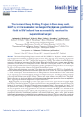 Cover page: The Iceland Deep Drilling Project 4.5 km deep well, IDDP-2, in the seawater-recharged Reykjanes geothermal field in SW Iceland has successfully reached its supercritical target