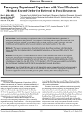 Cover page: Emergency Department Experience with Novel Electronic Medical Record Order for Referral to Food Resources