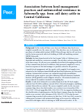 Cover page: Association between herd management practices and antimicrobial resistance in <i>Salmonella</i> spp. from cull dairy cattle in Central California.