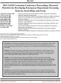 Cover page: 2021 SAEM Consensus Conference Proceedings: Research Priorities for Developing Emergency Department Screening Tools for Social Risks and Needs