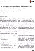 Cover page: The Psychometric Properties of English and Spanish Versions of the Life Orientation Test-Revised in Hispanic Americans.