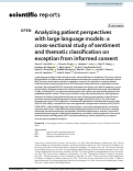 Cover page: Analyzing patient perspectives with large language models: a cross-sectional study of sentiment and thematic classification on exception from informed consent.