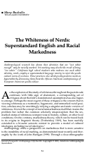 Cover page: The Whiteness of Nerds: Superstandard English and Racial Markedness