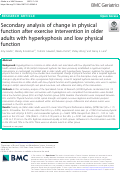 Cover page: Secondary analysis of change in physical function after exercise intervention in older adults with hyperkyphosis and low physical function