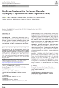 Cover page: Eteplirsen Treatment for Duchenne Muscular Dystrophy: A Qualitative Patient Experience Study.