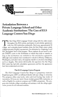 Cover page: Articulation Between a Private Language School and Other Academic Institutions: The Case of ELS Language Centers/San Diego