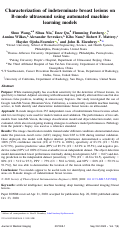 Cover page: Characterization of indeterminate breast lesions on B-mode ultrasound using automated machine learning models.