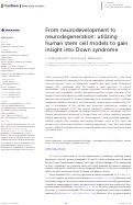 Cover page: From neurodevelopment to neurodegeneration: utilizing human stem cell models to gain insight into Down syndrome.