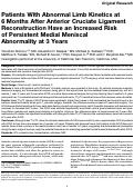 Cover page: Patients With Abnormal Limb Kinetics at 6 Months After Anterior Cruciate Ligament Reconstruction Have an Increased Risk of Persistent Medial Meniscal Abnormality at 3 Years