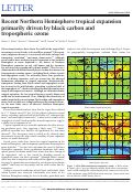 Cover page: Recent Northern Hemisphere tropical expansion primarily driven by black carbon and tropospheric ozone