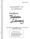 Cover page: ION DENSITY MEASUREMENTS IN A DECAYING HYDROGEN PLASMA